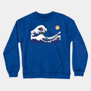 Panda Surfing at The Great Wave off Kanagawa Crewneck Sweatshirt